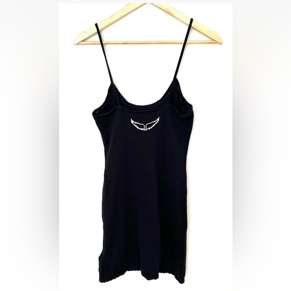 Zadig& Voltaire Mempha Wings Cotton Sweater Mini Black Dress Size XS NWT [Flaw]